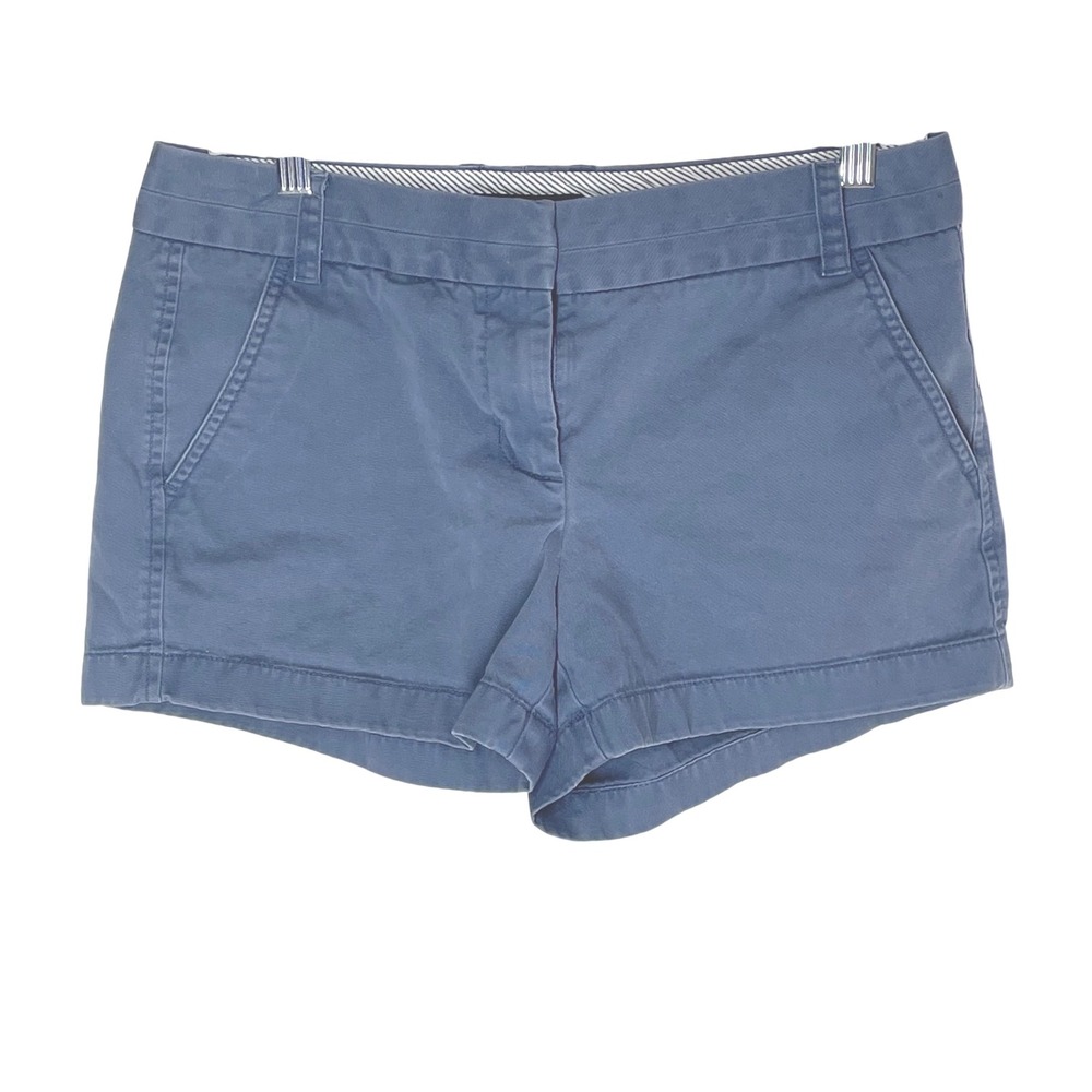 J.Crew Chino Shorts Womens 6 Navy Blue Cotton Mid Rise Casual Summer Preppy